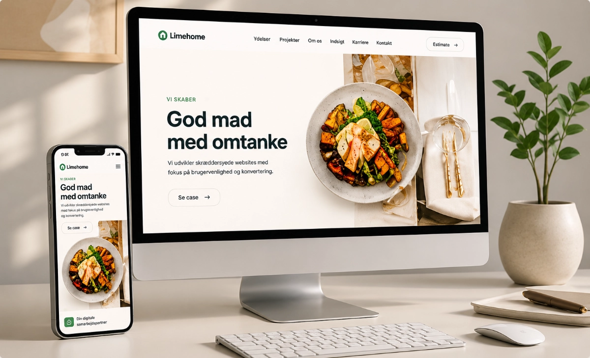 Moderne hjemmeside designet og udviklet af Limecode