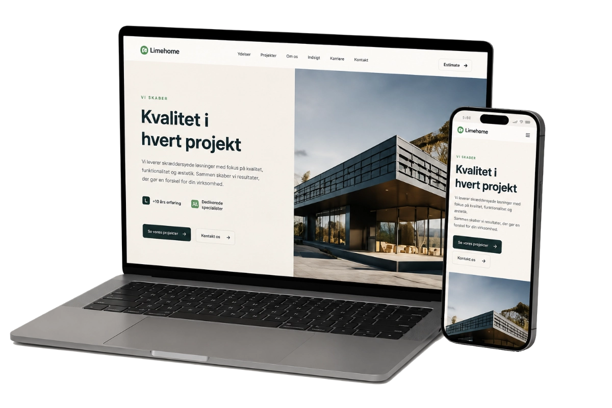 Hjemmeside mockup laptop og telefon